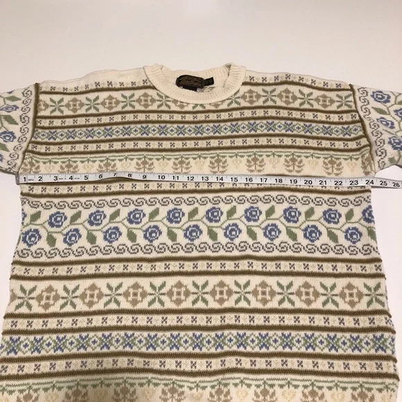 Vtg Eddie Bauer Fair Isle Cottagecore Sweater L (labeled Petite) - Picture 6 of 9